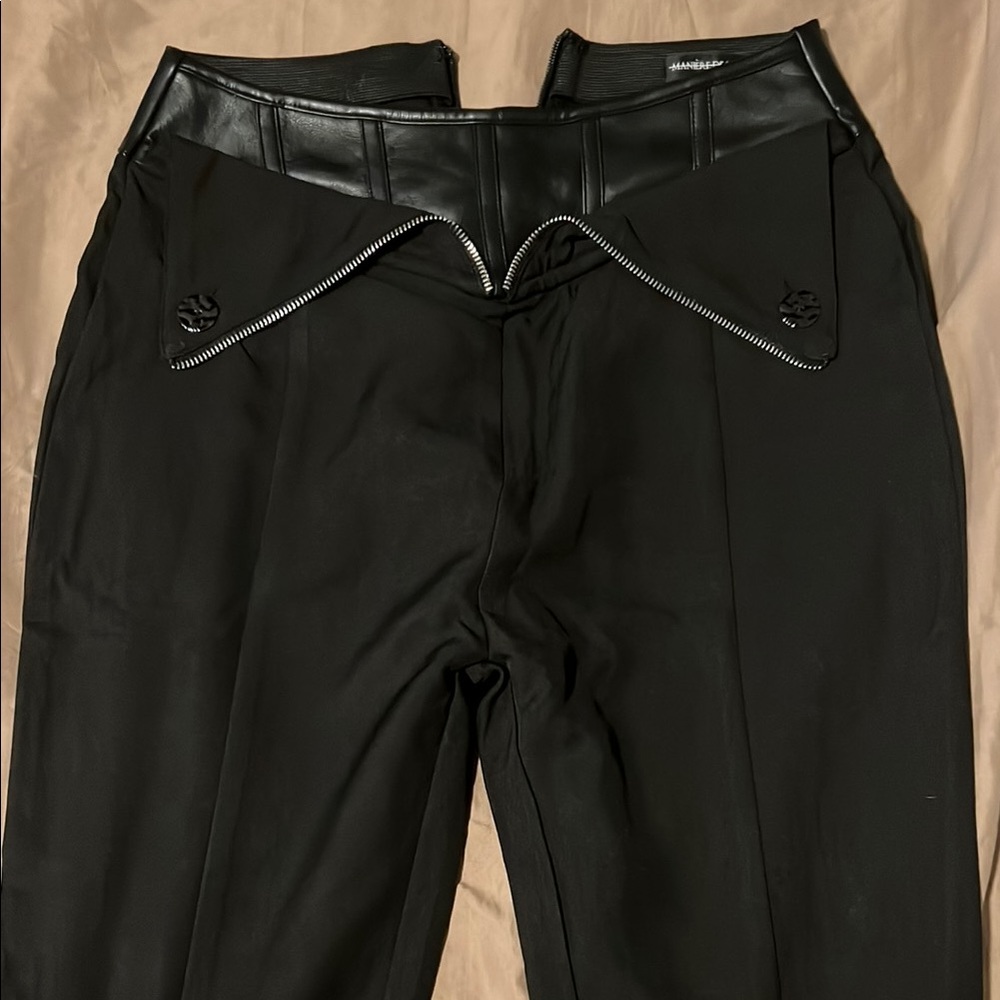 Maniere De Voir Black Dress Pants Zipper Detail